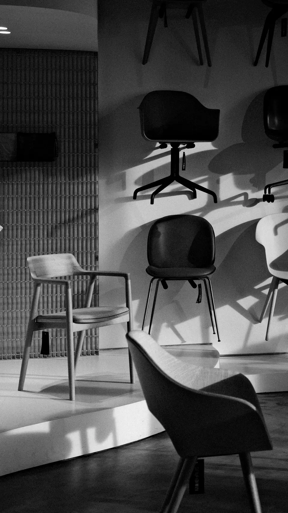 Chairs arranged in a furniture showroom